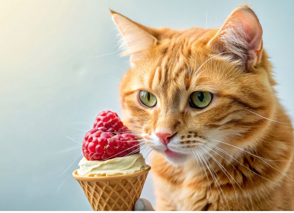 Cat looking at ice cream